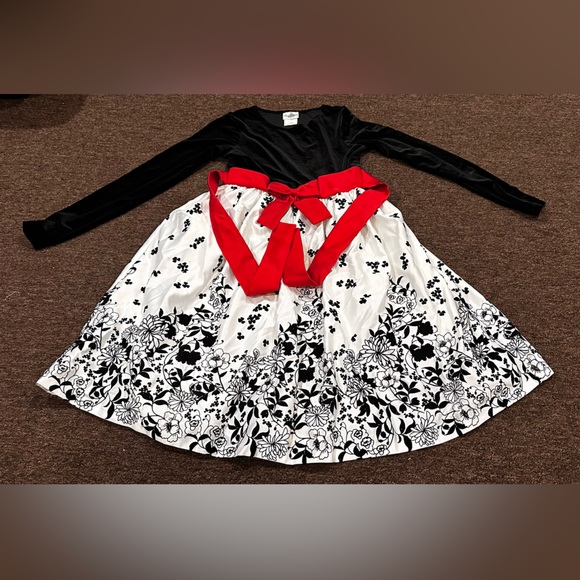 Junior Ladies Rare Editions Glitter Black White Dress Formal/Holiday Sz 16-18 - Picture 1 of 5